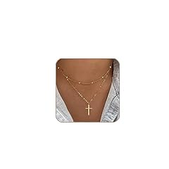 08 Stack Cross CZ Necklace - Gold