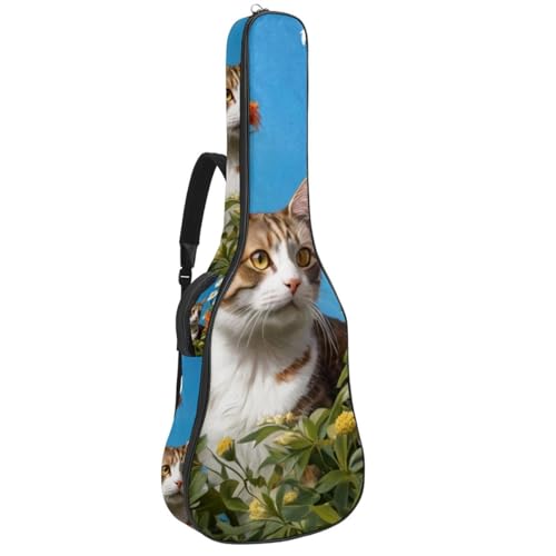 Housse de guitare acoustique chat et fleurs imperméable sac de transport 101,6 cm multicolore
