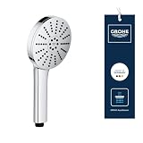 GROHE Vitalio Joy+ 120, wassersparender Duschkopf mit Boost-Funktion für mehr Strahlpower, 8l pro Min (Handbrause mit 3 Strahlarten inkl. AquaBooster, Universalanschluss), chrom, 1348640000