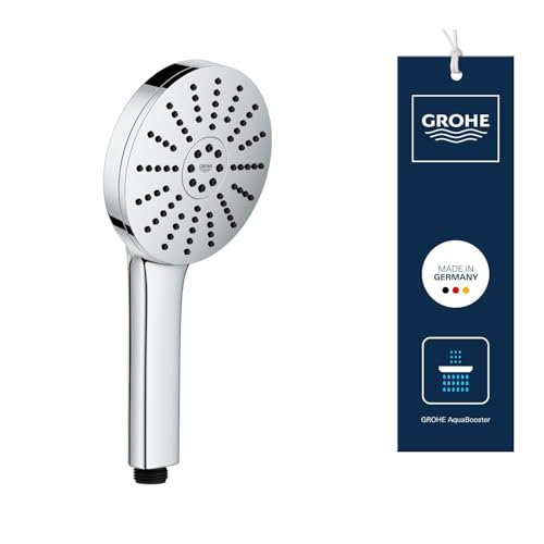 GROHE Vitalio Joy+ 120 wassersparender Duschkopf mit Boost-Funktion für mehr Strahlpower 8l pro Min (Handbrause mit 3 Strahlarten inkl. AquaBooster Universalanschluss) chrom 1348640000