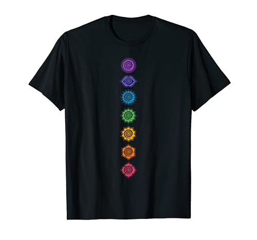 Chakra, buddhism, swirl, rainbow, yoga, symbol, spirituality T-Shirt, Black