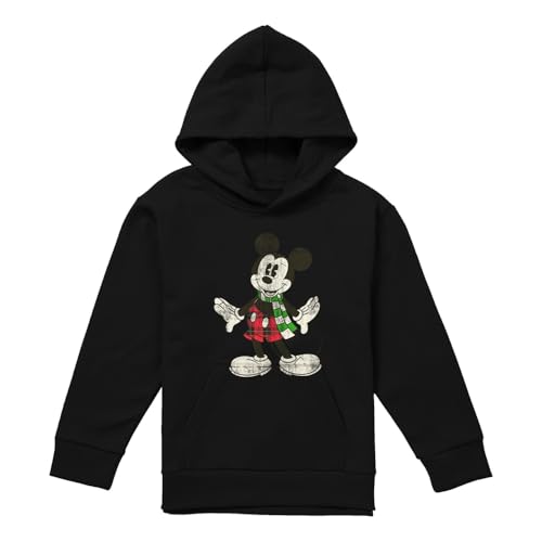 Cotton Soul Disney Mickey Mouse Retro Christmas Scarf Youth Kids Boy/Girls Pull-Over Hoodie, Athletic Heather, 5-6 Years