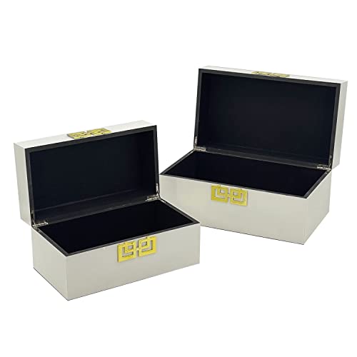 Galt International Large & Small Decorative Storage Box W/Hinged Lid - Classic Design Wood Decor Boxes With Geometric Opening Clasp thumb #5