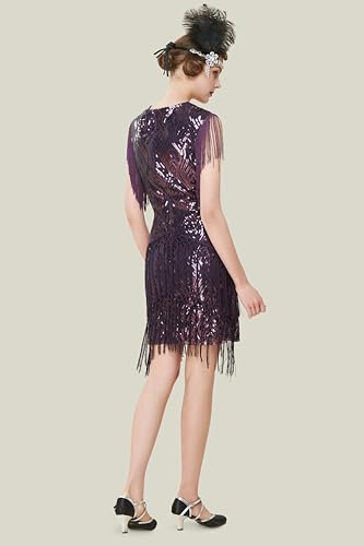 BABEYOND 1920s Flapper Dress Long Fringed Gatsby Roaring 20s Sequins Beaded Vintage Art Deco2