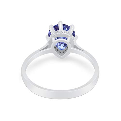Blue Apple Co. Vintage Style Teardrop Wedding Engagement Ring Pear Cubic Zirconia 925 Sterling Silver4