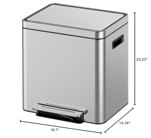 Caneca de basura rectangular de acero inoxidable 36 L miniatura 5