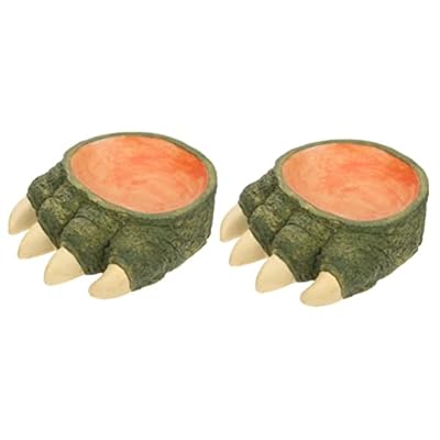 Mipcase 2pcs Plate Container Food Terrarium Holder Accessory Amphibians Worm Small Iguana Resin Dispenser Lizard Crawling Aquarium Water Decor for Bowl Pets Reptile Snake Feeder