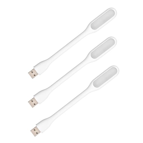 Cerioll USB-Licht, Mini USB-LED-Licht-Lampe, 3 Stück Flexible Schwanenhals-Leselicht, Für Notebook Computer Tastatur, Weiß