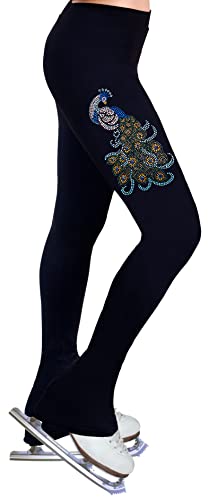 NY2 SPORTSWEAR Figure Skating Practice Pants with Rhinestones R21 - Child Sizes- (Child Medium) Black
