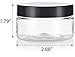 JUVITUS 4 oz Clear PET Plastic Refillable Low Profile Jar with Black Lids (6 pack) + Spatulas