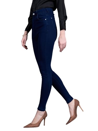 Jean en denim extensible confortable taille haute coupe skinny femme