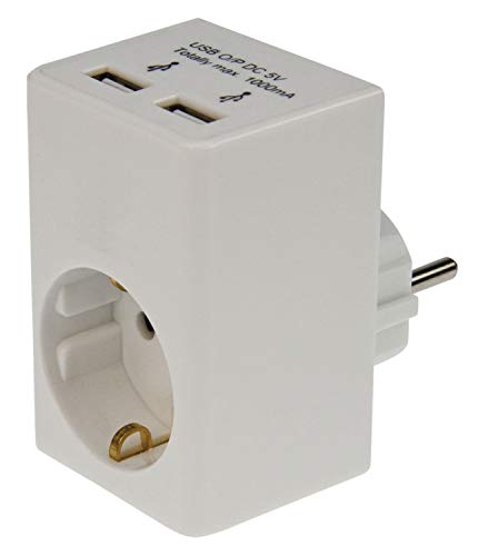Preisvergleich Produktbild Heitronic Zwischenstecker mit zwei USB Ladeanschlüssen Steckdose mit