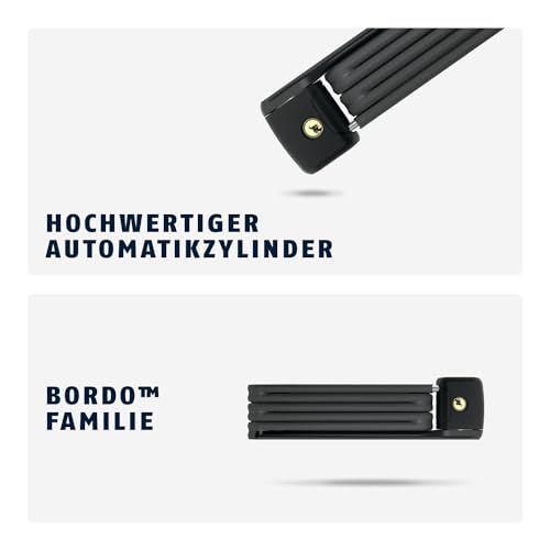 ABUS Faltschloss Bordo Lite 6055K SH mit Halterung - Extra-leichtes Fahrradschloss aus Spezialstahl - ABUS-Sicherheitslevel 7 - 85 cm - Schwarz