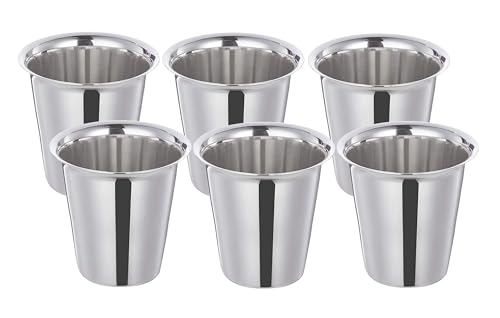Image of KC Stainless Steel Indian Traditional Tea /Coffee Glasses | Steel Glass for Kids |Steel Glass|Coffee Glass |Stainless Steel Tea /Coffee Cup Set of 6