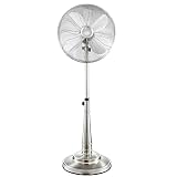 TinaMros 16'' Metal Pedestal Fan quiet, Standing Fan, High Velocity 3-Speed and Adjustable Height fo