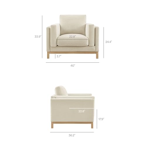 Sillón acogedor chenille marfil moderno miniatura 3