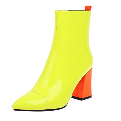 Bottes pour femmes talon épais en cuir avec fermeture éclair confortable