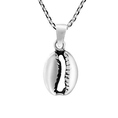AeraVida Gorgeous Beach-Inspired Cowrie Shell .925 Sterling Silver Pendant Necklace