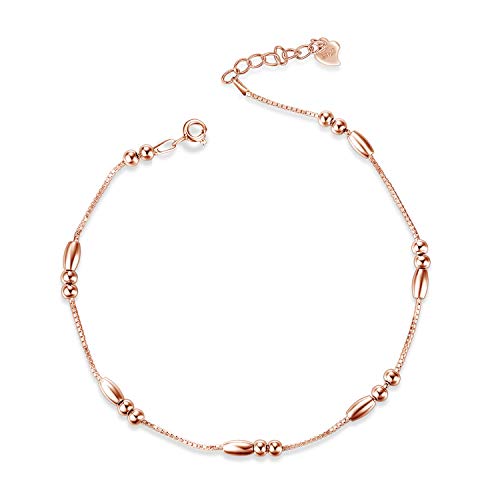 Image of WINNICACA 925 Sterling Silver Anklets for Women Adjustable Beaded Butterfly Opal Anklet Bracelet Foot Chains Jewelry Gifts for Women Beach Birthday Christmas Gift