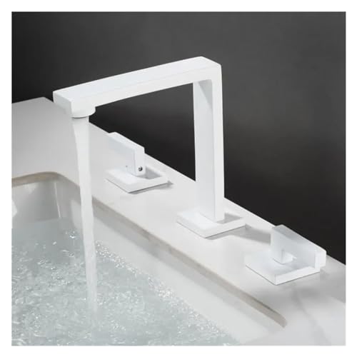Grifo de cascada frío y caliente de 3 orificios en negro mate para lavabo