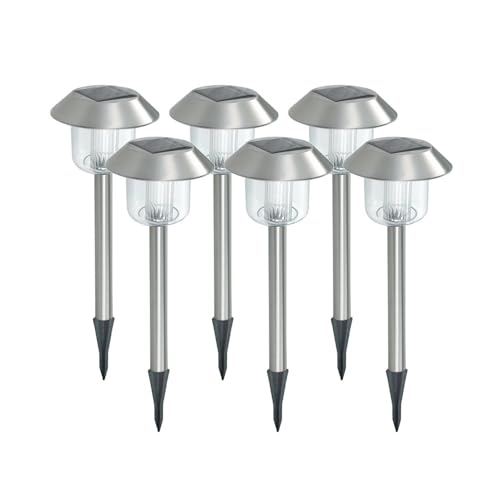 Xanlite PACK6SO1017 Lot de 6 Balises Solaires LED RVB Extérieures, Couleur Changeante, Autonomie 8 h, Étanchéité IP44, Design Blanc Moderne