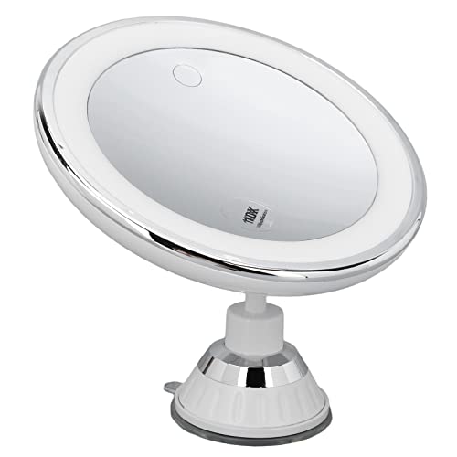 Miroir de maquillage Grossissant 10X, 3 couleurs claires Facile à installer Miroir de maquillage à ventouse 10x Maquillage à piles Cover