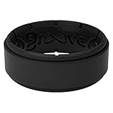 Zeus Step Midnight Black Silicone Ring by Groove Life - Breathable Rubber Wedding Rings for Men,...
