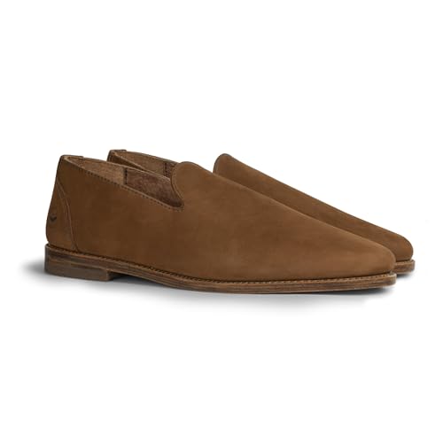Image of The Montana, Leather Slip On Loafers, Business Casual Shoes for Men, Mens Dress Sneakers, Men's Boat Shoe, Slipper & Moccasins Alternative, Comfortable Dressy Brown & Black, Non Slip Work Loafer