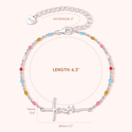 Faith Cross Bracelet for Women,S925 Sterling Silver Christian Jewelry Confirmation Baptism and Jesus Gifts for Women, Religious Gifts for Daughter Sister Wife Mom Grandmother Friend4