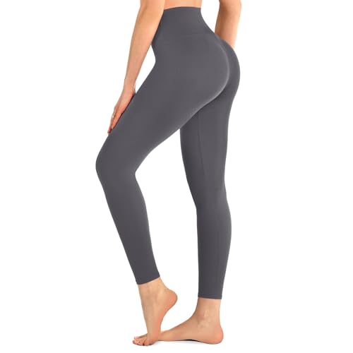 Walifrey Leggings for Women High Waisted Buttery Soft Yoga Pants for Workout Gym Athletic Grey LXL