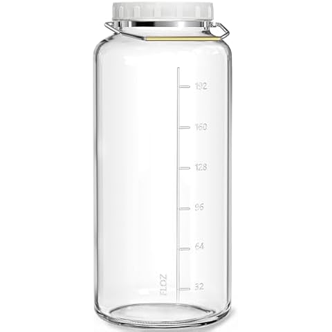 Qianfenie 2 Gallon Glass Jar with Airtight Lid, Wide Mouth Mason Jar with Lids(7600ML), Set of 1, 2 Gallon Large Glass Jar with Lid and Stainless Steel Handle Cover