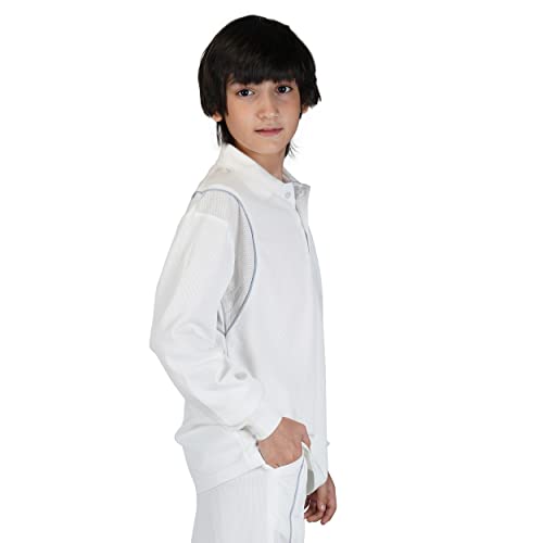 Image of Vector X Regular Fit 100% Polyester Fabric with Full Sleeve Polo Collar Neck Jersey /T-Shirt Cricket Uniform Dress Tshirt for Kids Boys White