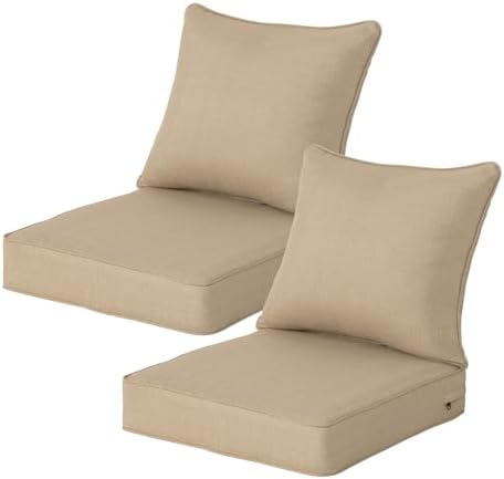 22x24 inch Outdoor Deep Seat Patio Cushions Set of 2,Water-Resist...