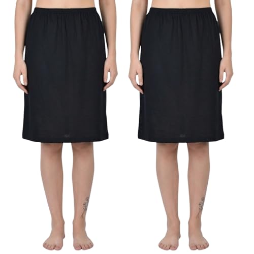 Image of Aimly Women's Cotton Knee Length Skirt Slip - Pack of 2