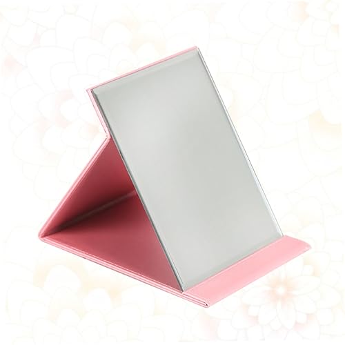 Espejo de maquillaje plegable de cuero PU rosa grande Nolitoy miniatura 4
