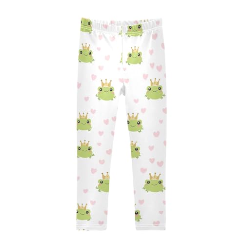 Wusikd Frogs Princess Face Girls' Leggings Toddler Doodles Cute Kids Yoga Pants Dance Active Tights 4T Multi