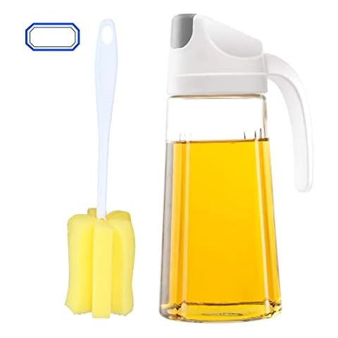 Oil Dispenser Bottle for Kitchen, Auto Flip Condiment Container With Automatic Cap and Stopper, Non-Drip Spout,Non-Slip Handle, Easy Refill and cleaning Cover
