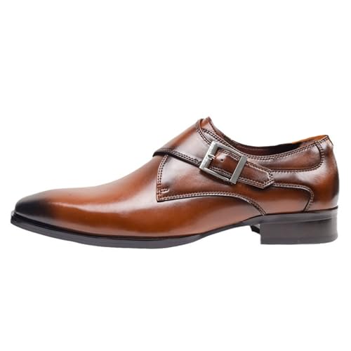 sekiueo Zapatos De Vestir para Hombre Mocasines con Hebilla Y Punta De ala Zapatos Oxford Informales De Negocios,Marrón,43 EU