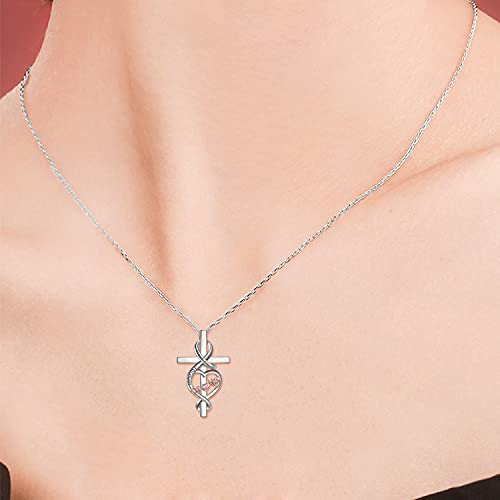 POPLYKE Sister/Mom/Daughter/Grandma/Nana Necklace for Women Sterling Silver Mom/Daughter/Grandma/Nana I love You Forever Love Heart Necklace Jewelry for Birthday Gifts2