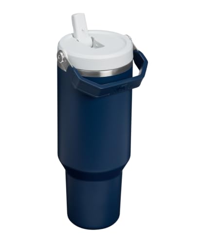 Image of STANLEY IceFlow 2.0 Flip Straw Tumbler with Handle 40 oz | Twist On Lid and Flip Up Straw | Leak Resistant Water Bottle | Insulated Stainless Steel | BPA-Free | Dark Navy