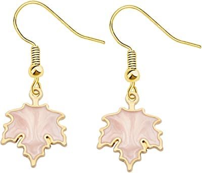 El Regalo 1 Pair Enamel Fall Maple Leaves Hypoallergenic Drop Earrings for Girls/Teens/Women (Pink Maple Leaves) (B0B3J1X6KD) Amazon Price History, Amazon Price Tracker