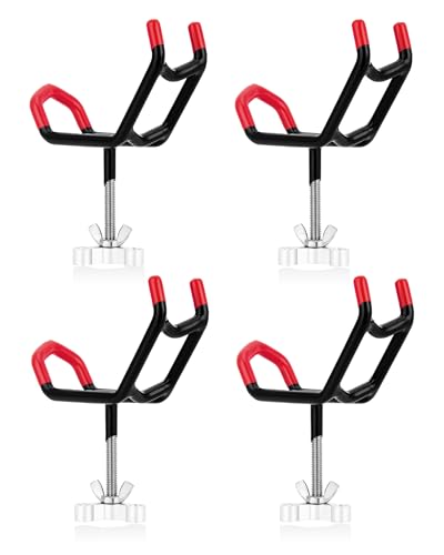 Dual-Angle Boat Fishing Rod Holder Rest 4 Pack 5 & 25 V-Shape Rod Cradle with Anti-Slip Rubber Tips 3/8-16 Thread Mount (4)