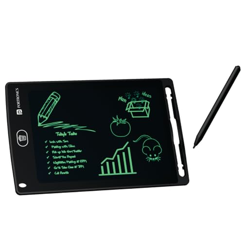 Portronics Ruffpad 8.5E Re-Writable LCD Writing Pad with Screen 21.5cm (8.5-inch) for Drawing, Playing, Handwriting Gifts for Kids & Adults,(Black) view 1