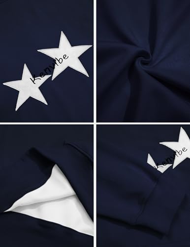 Vamtac Embroidered Star Graphic Hoodie at Front and Back Y2K Oversized Long Sleeve Pullover 2025 Trendy Outfits
