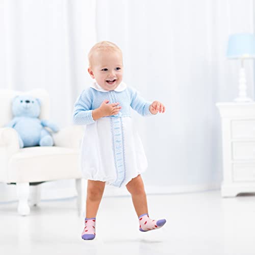 Image of Tphon 12 Pairs Toddler Non Skid Socks with Grips Anti Slip Bottom, Cotton Non Slip Ankle Crew Socks for Boys, Girls, Kids(1-7Years)