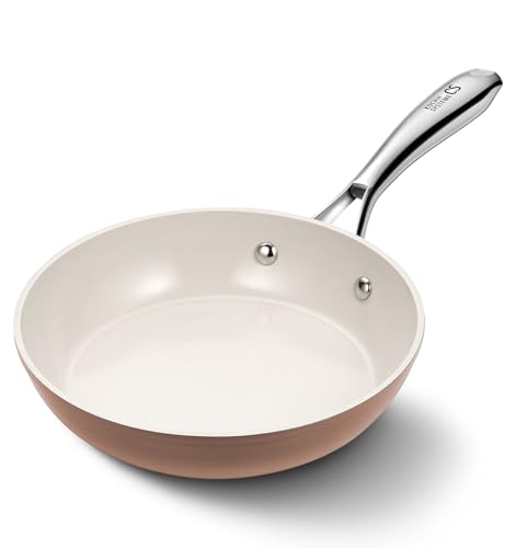 Image of KOCH SYSTEME CS 8 Inch Nonstick Frying Pan Skillet, Ceramic Non Stick Frying Pans, Non Toxic Pans for Cooking, Induction Compatible Egg Pan, Free of PFOA & PTFE, Dishwasher & Oven Safe, Brown