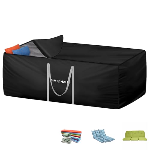 SIMPHAUS Grand Sac de Rangement pour Coussins de Meubles de Jardin Étanche,Tissu Oxford 420D Sac de Rangement XXL avec Fermeture,Housse Rangement Coussin...