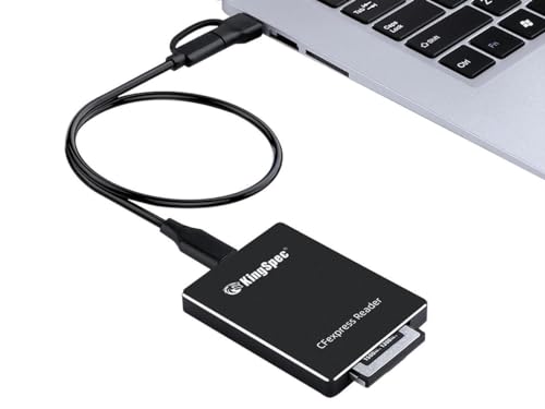 KingSpec CFexpress Type B Card Reader USB 3.1 Gen2 10Gbps,USB C to USB C (with OTG Adapter) Cable, Portable Aluminum Memory Card Adapter Compatible with Windows/Mac OS/Linux/Android