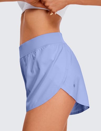 Image of CRZ YOGA Mid Waisted Split Running Shorts 4 inch | Mesh Liner, Quick Dry, Lightweight, for Women