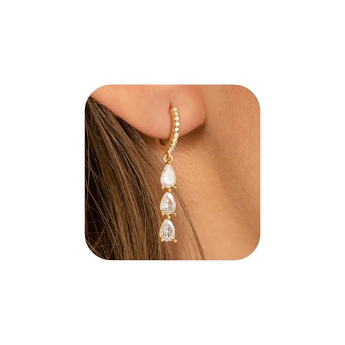 Dangle Earrings for Women Trendy, Dainty Gold/Silver Drop Earrings for Women Dangle Hypoallergenic CZ/Pearl Dangling Earrings Nickel Free